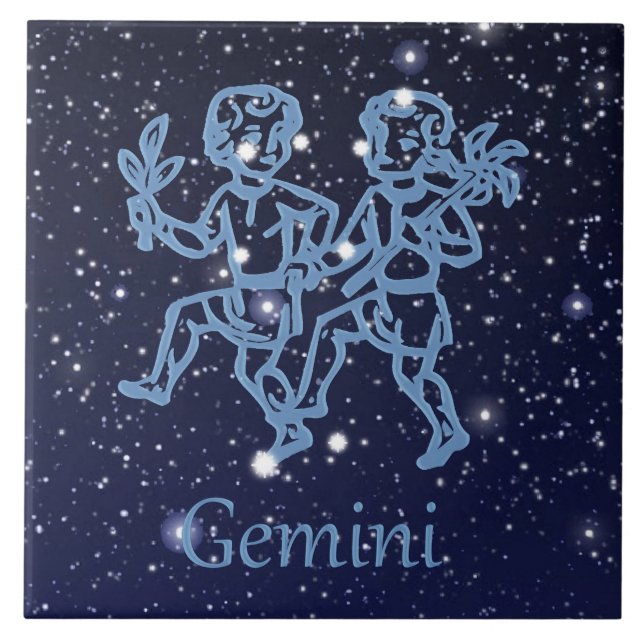Carreau Signe Gemini Constellation et Zodiaque avec étoile (Devant)