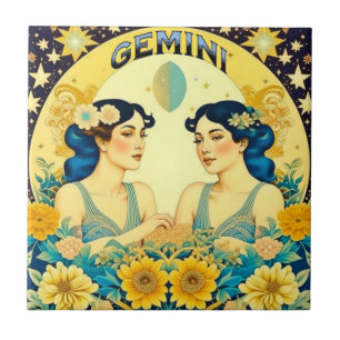 Carreau SIGNE Horoscope vintage Gemini Twins Celestin