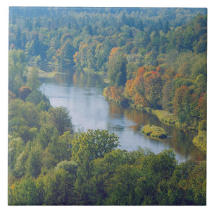 Carreau Sigulda Automne dans la vallée pittoresque de la r