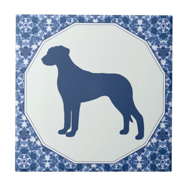 Carreau Silhouette bleue de saule de Rhodesian Ridgeback (Devant)