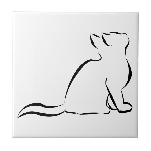 Carreau Silhouette de chat noir (Devant)