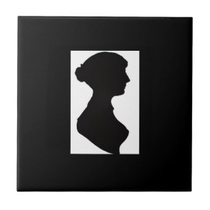 Carreau Silhouette de Jane Austen sur fond noir