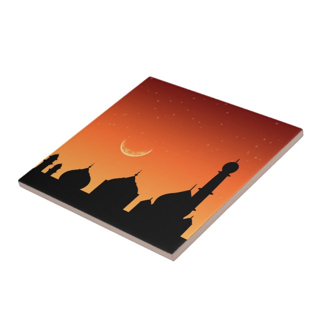 Carreau Silhouette de la mosquée Ciel du soir - Carrelage  (Côté)