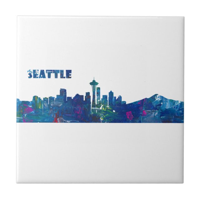 Carreau Silhouette de Seattle Skyline (Devant)