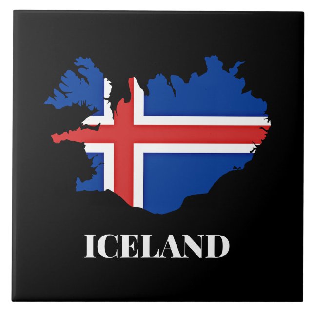 Carreau Silhouette d'Islande, drapeau, (Devant)