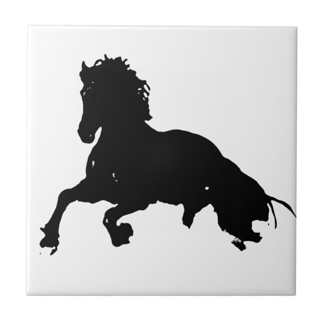 Carreau Silhouette du cheval blanc noir (Devant)