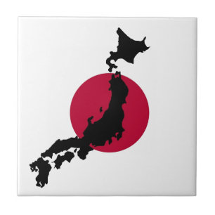 Carreau Silhouette du Japon sur le drapeau national du sol