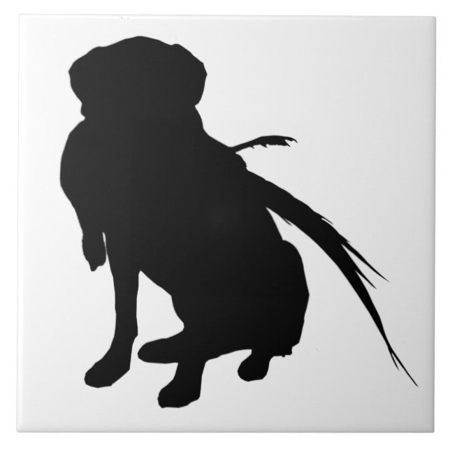 Carreau Silhouette du Labrador Retriever avec faisan (Devant)