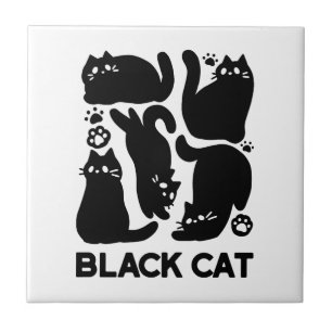 Carreau Silhouettes de chat noir - Design Feline mignon