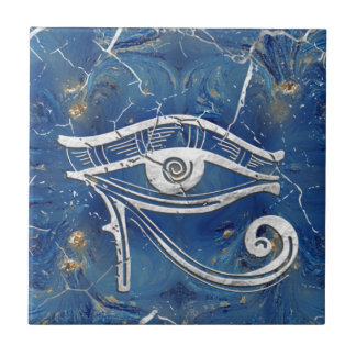Carreau Silver Egyptian Eye of Horus on blue marble