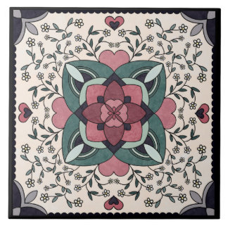 Carreau Silver Floral Bloom Retro Mandala Carrelage en cér