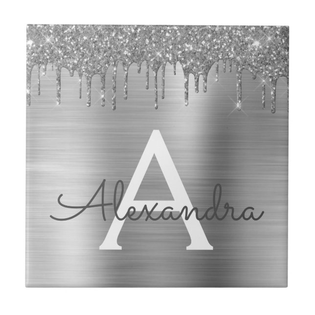 Carreau Silver Glitter Brushed metal Monogram (Devant)