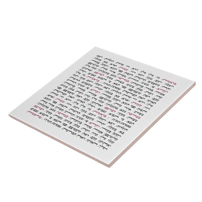 Carreau Simchat Torah - Hebrew Parshiot Cycle juif (Côté)