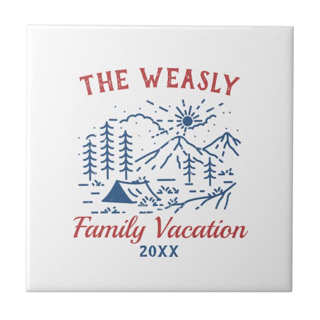 Carreau Simple Aventure Camping Famille Voyage sur route J (Devant)