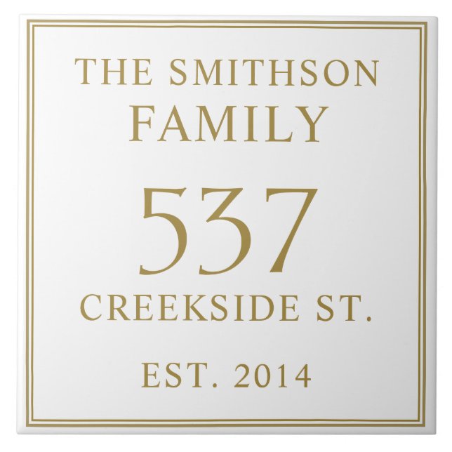 Carreau Simple Date blanche établie Adresse Maison Plaque (Devant)