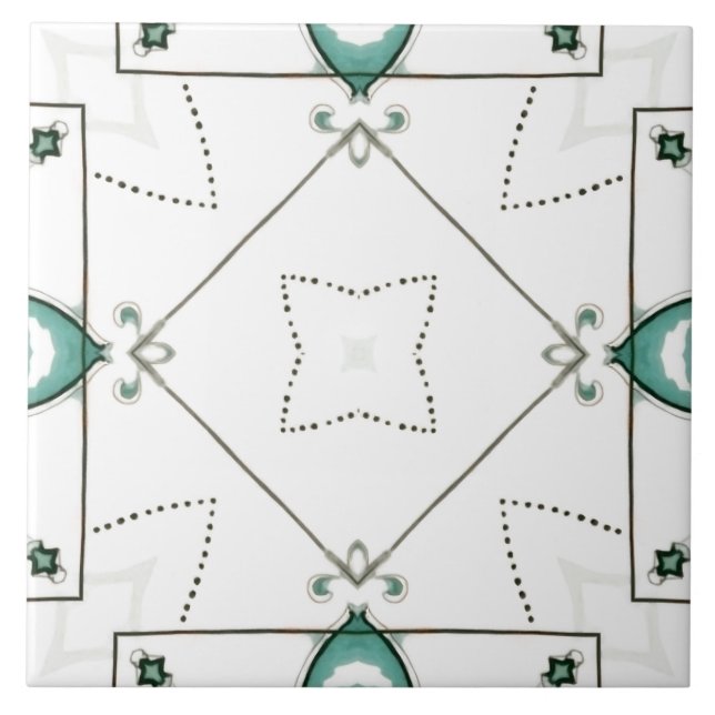 Carreau Simple, minimal, blanc et vert, mosaïque, (Devant)