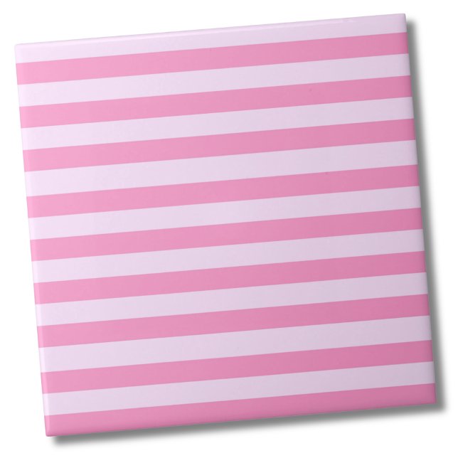 Carreau Simple moderne Motif en bande rose fille (Simple Modern Cute Girly Pink Stripes Pattern Ceramic Tile)