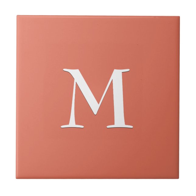 Carreau Simple MONOGRAMME BLANC sur Terracotta (Devant)