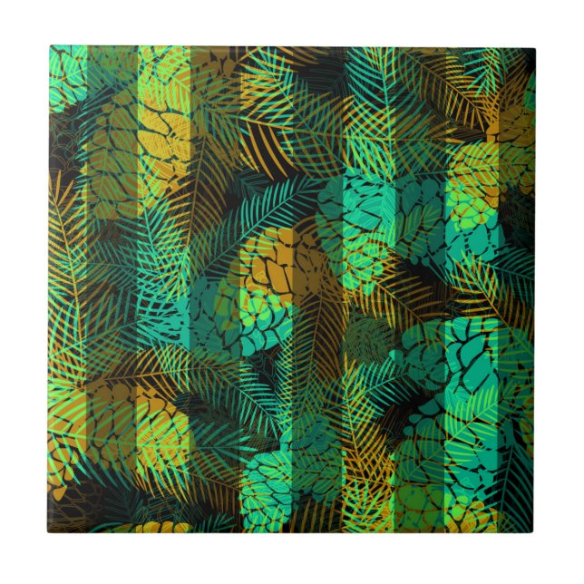 Carreau Simples hiver Noël vert vert cônes de pin bleu tr (Devant)