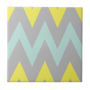 Carreau Simpliste Chevron bleu, jaune et gris