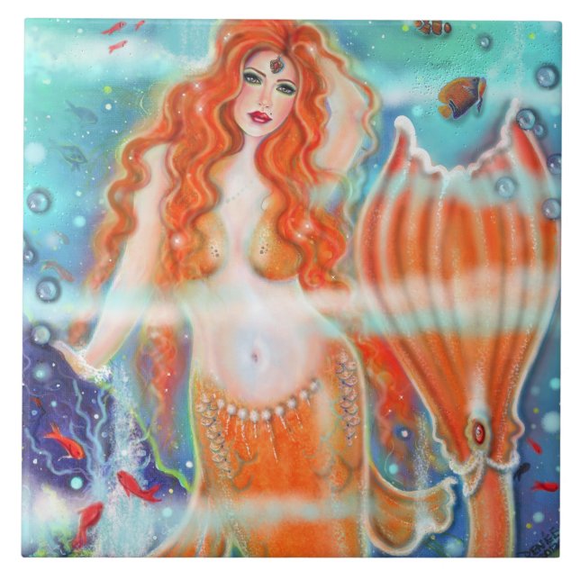 Carreau Sirène aux poissons tropicaux par Renee Lavoie (Devant)