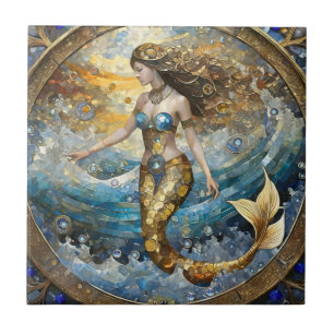 Carreau Sirène dans les vagues de l'océan