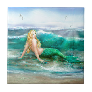 Carreau Sirène d'imaginaire sur le rivage de la mer de