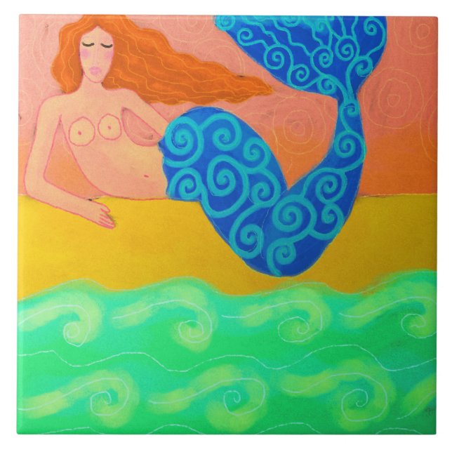 Carreau Sirène par peinture numérique Abstraite de la mer (Devant)
