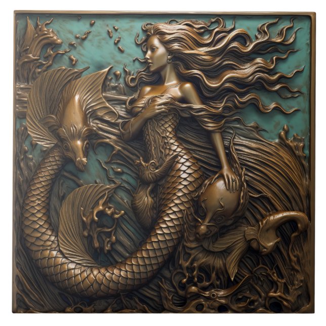 Carreau Sirène sous le bronze de mer effet 3D Marine (Devant)