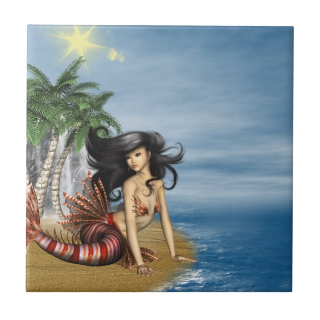 Carreau Sirène sur la tuile de plage (Devant)