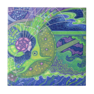 Carreau Sirènes et poissons, imaginaire sous-marin, art na