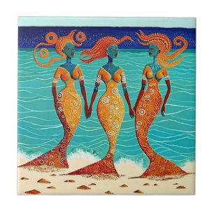Carreau Sirènes mosaïques sur les sables égyptiens