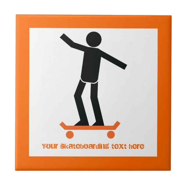 Carreau Skateboardeur sur son skateboard personnalisé (Devant)