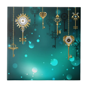 Carreau Skeleton Keys on Green Background