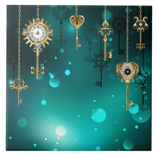 Carreau Skeleton Keys on Green Background (Devant)