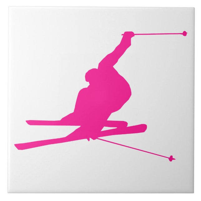 Carreau Ski de neige rose chaud (Devant)