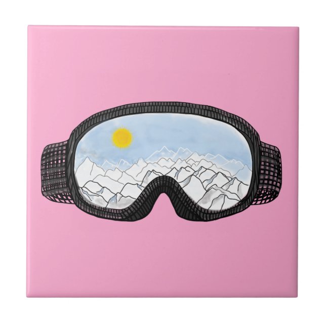 Carreau Ski Goggles Mountain View Illustration rose (Devant)