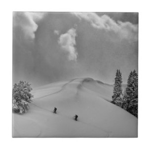 Carreau Skieurs de randonnée dans la poudreuse