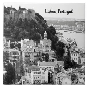 Carreau Skyline noir et blanc Lisbonne Portugal