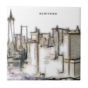 Carreau Skyline Noir Et Blanc New York City Dessin