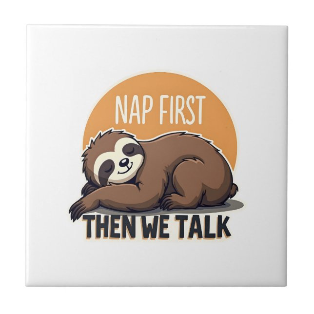Carreau Sleepy Sloth Quote Vintage Cute Lazy Animal Shirt  (Devant)