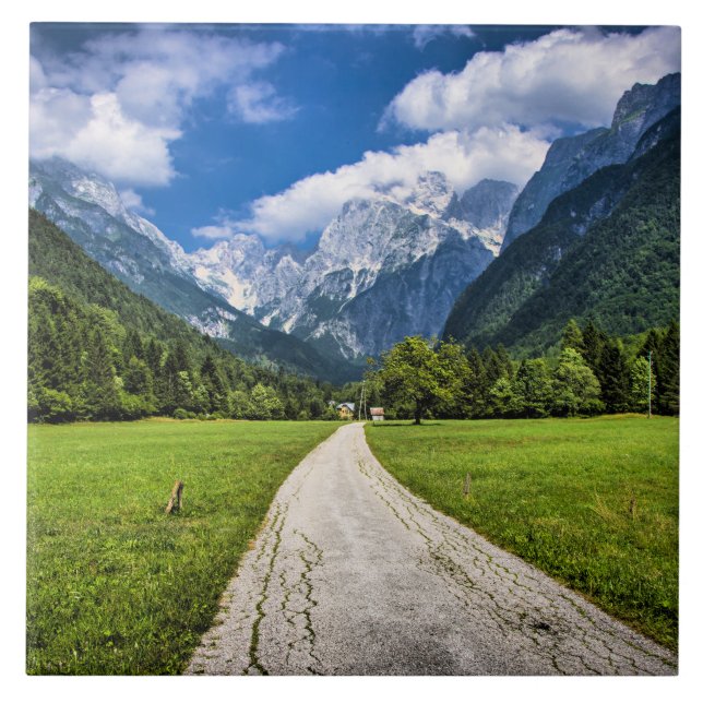 Carreau Slovénie, photo pittoresque avec Alpes (Devant)