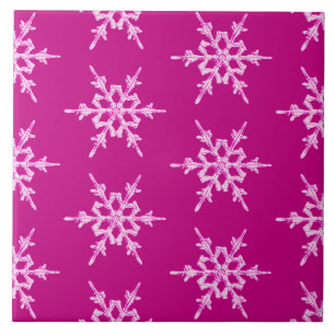 Carreau Snowflakes, cristaux rose pâle sur magenta