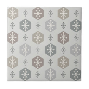 Carreau Snowflakes de Noël rétro Silver Gold