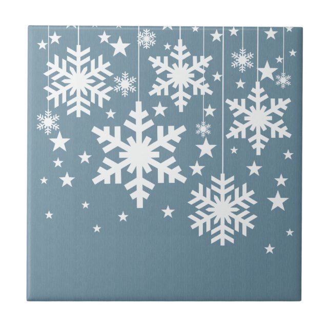 Carreau Snowflakes et Stars Carrelage, Bleu (Devant)