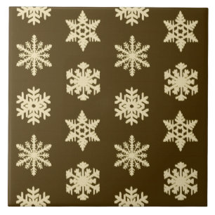 Carreau Snowflakes Ikat - Beige et Chocolat Brown
