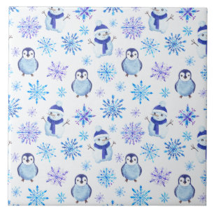 Carreau Snowflakes, Snowmen et Pingouins de Noël