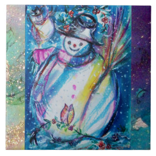 Carreau SNOWMAN AVEC OWL Noël