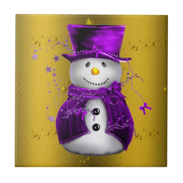 Carreau Snowman violet à Noël d'or (Devant)