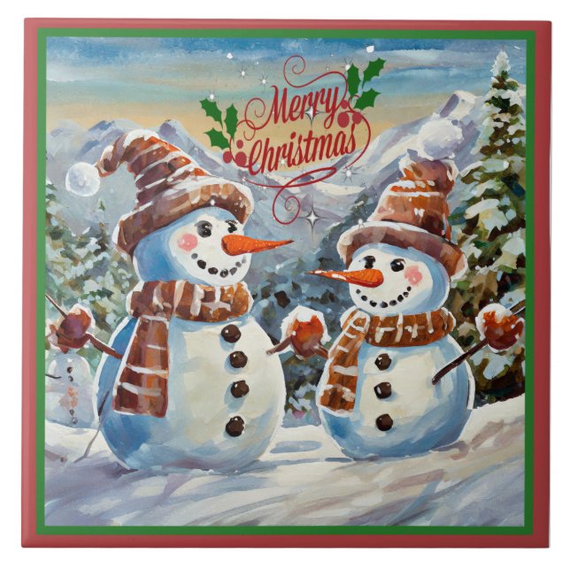 Carreau Snowmen, Joyeux Noël, (Devant)